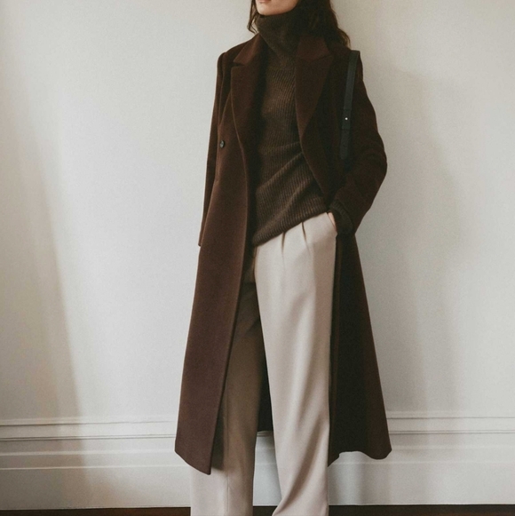 Quince Italian Wool Tailored Coat Chocolate XS - Picture 11 of 16